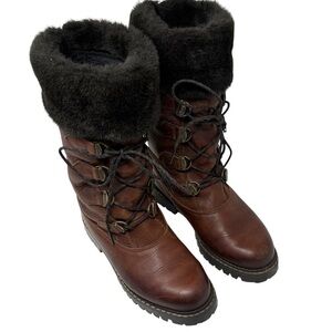Vintage Sorel Leather Faux Fur-Lined Boots